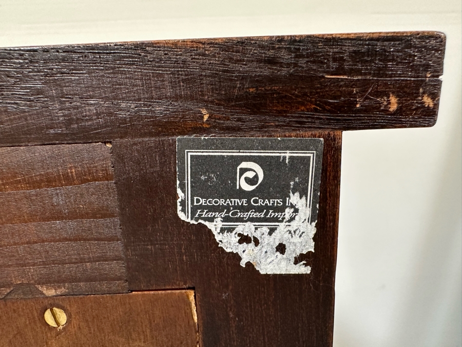 Impressive Inlaid Wooden Demilune Table Cabinet With Drawer And 3 Keys For Locking Hinged Doors By Decorative Crafts 44W X 18D X 37H [Photo 20]