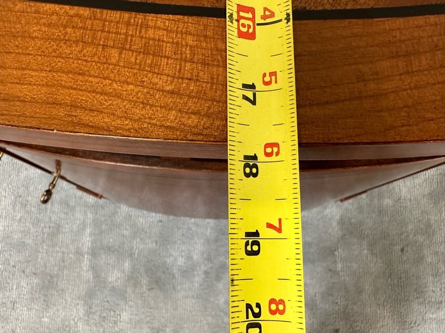 Impressive Inlaid Wooden Demilune Table Cabinet With Drawer And 3 Keys For Locking Hinged Doors By Decorative Crafts 44W X 18D X 37H [Photo 24]