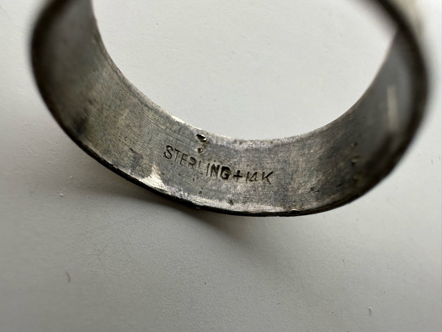 Vintage Sterling Silver / 14K Gold Ring Size 8 3.4g [Photo 9]