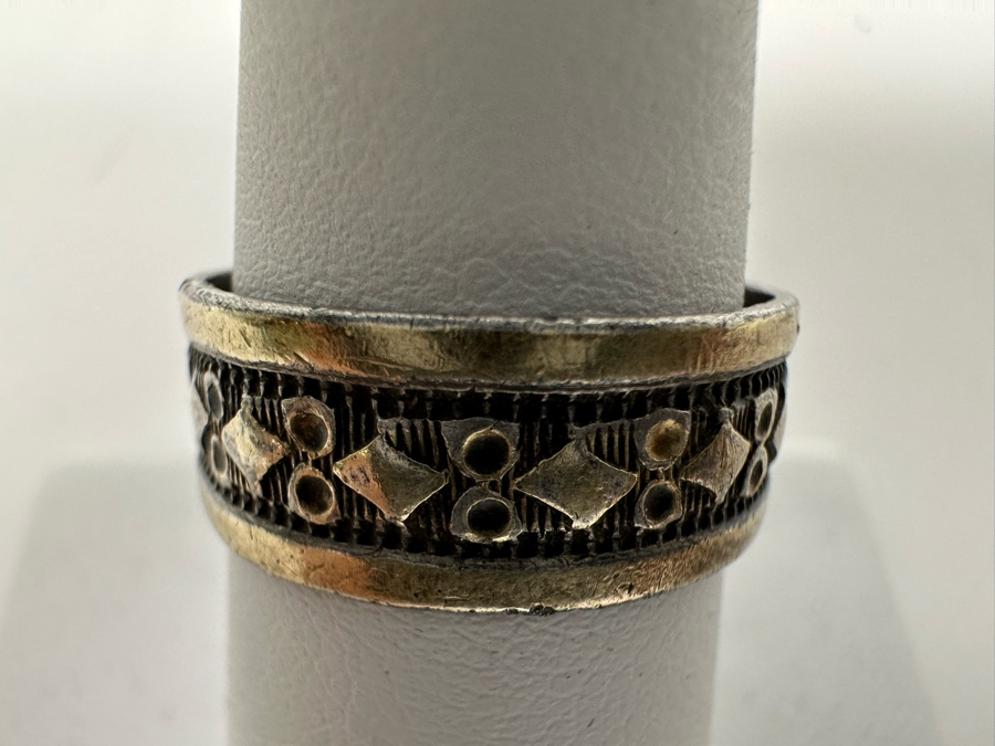 Vintage Sterling Silver / 14K Gold Ring Size 8 3.4g [Photo 4]