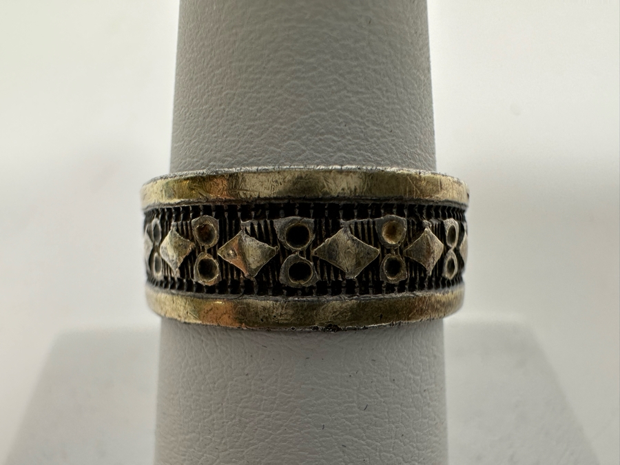 Vintage Sterling Silver / 14K Gold Ring Size 8 3.4g [Photo 3]