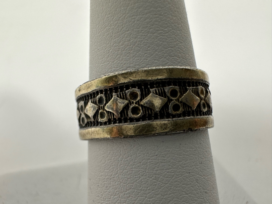 Vintage Sterling Silver / 14K Gold Ring Size 8 3.4g [Photo 5]