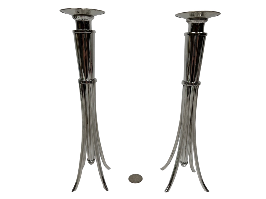 Swed Workshop Limited Edition 3 Of 65 Silverplate Candlesticks, A Pair 10H