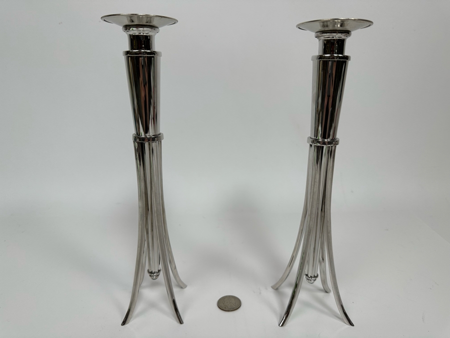 Swed Workshop Limited Edition 3 Of 65 Silverplate Candlesticks, A Pair 10H [Photo 2]