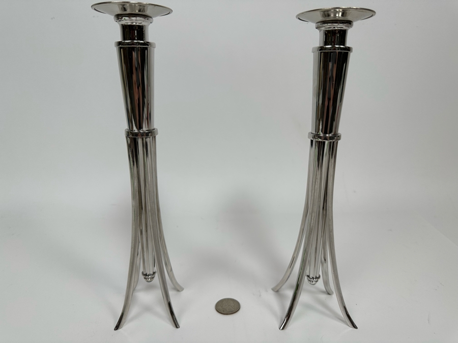 Swed Workshop Limited Edition 3 Of 65 Silverplate Candlesticks, A Pair 10H [Photo 3]