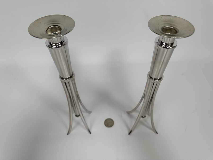 Swed Workshop Limited Edition 3 Of 65 Silverplate Candlesticks, A Pair 10H [Photo 4]