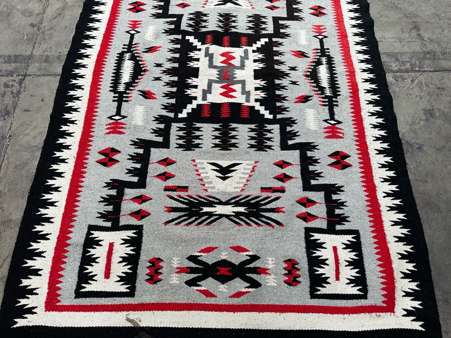 Handmade Woven Wool Blanket, Tribal Patterns Made In Mexico 52.5 X 87 [Photo 6]