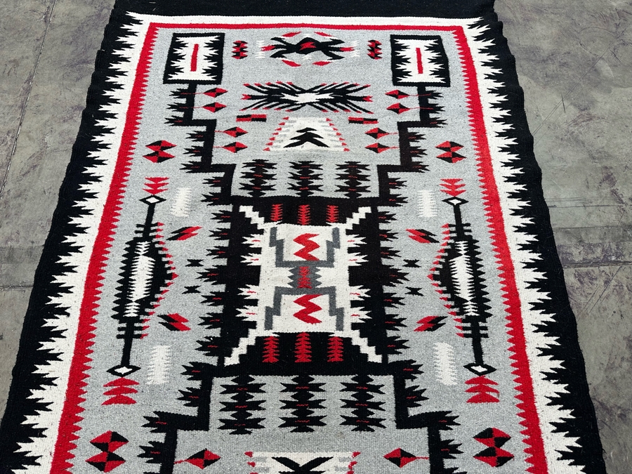 Handmade Woven Wool Blanket, Tribal Patterns Made In Mexico 52.5 X 87 [Photo 7]