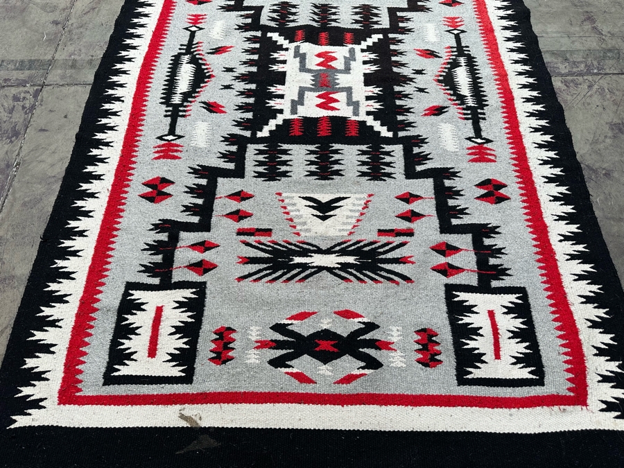 Handmade Woven Wool Blanket, Tribal Patterns Made In Mexico 52.5 X 87 [Photo 4]