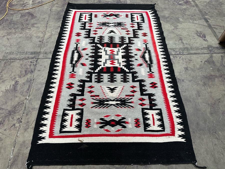 Handmade Woven Wool Blanket, Tribal Patterns Made In Mexico 52.5 X 87 [Photo 3]