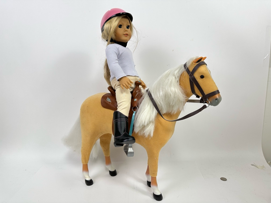American Girl Doll With American Girl Large Palomino Horse 19W X 25H [Photo 3]