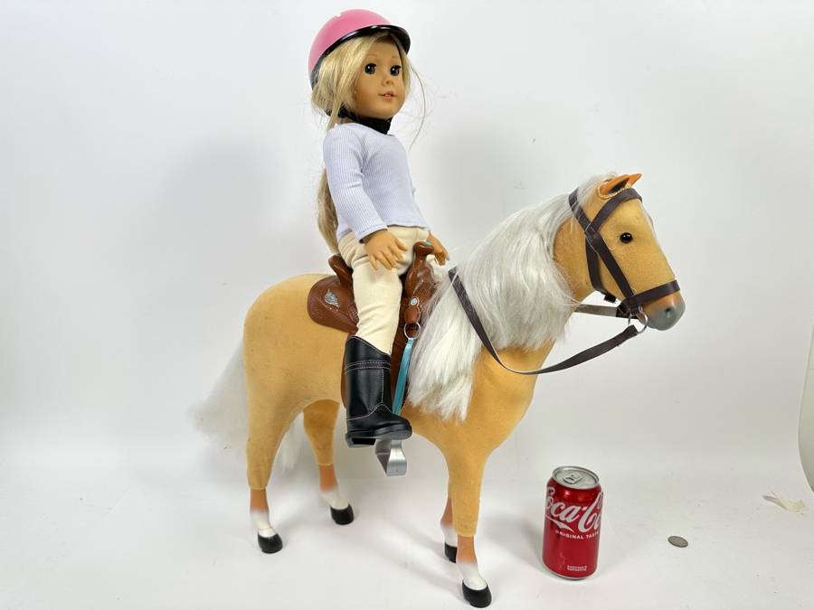 American Girl Doll With American Girl Large Palomino Horse 19W X 25H [Photo 6]