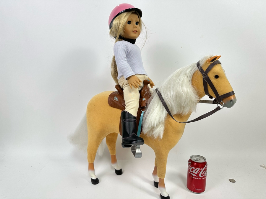 American Girl Doll With American Girl Large Palomino Horse 19W X 25H [Photo 5]