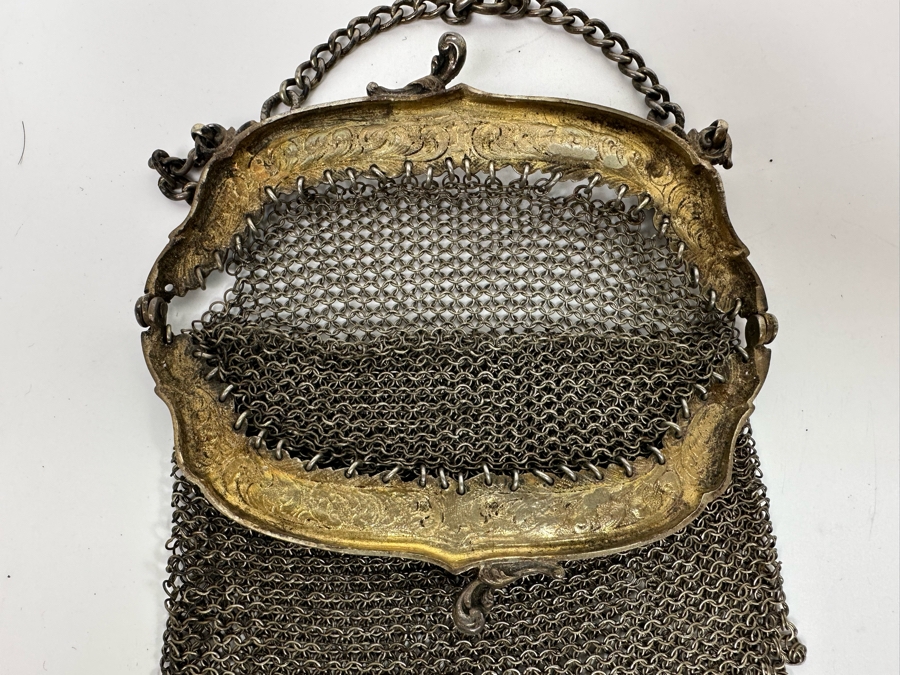 Hallmarked English Sterling Silver Mesh Purse 4W X 5.5H 109.4g [Photo 11]