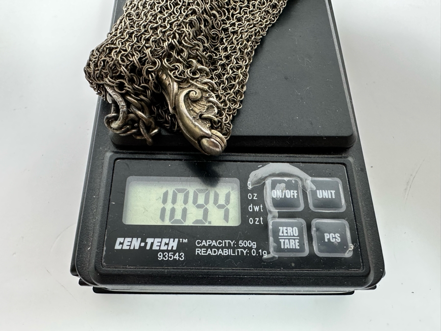 Hallmarked English Sterling Silver Mesh Purse 4W X 5.5H 109.4g [Photo 15]