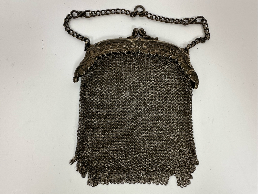Hallmarked English Sterling Silver Mesh Purse 4W X 5.5H 109.4g [Photo 9]