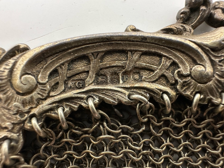 Hallmarked English Sterling Silver Mesh Purse 4W X 5.5H 109.4g [Photo 6]