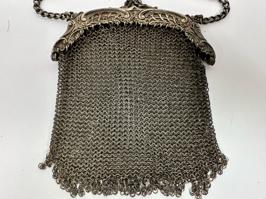 Hallmarked English Sterling Silver Mesh Purse 4W X 5.5H 109.4g [Photo 8]