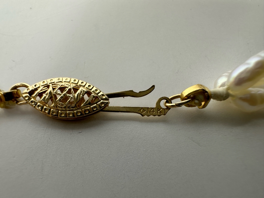 14K Gold Pearl 7' Bracelet 7.1g [Photo 10]