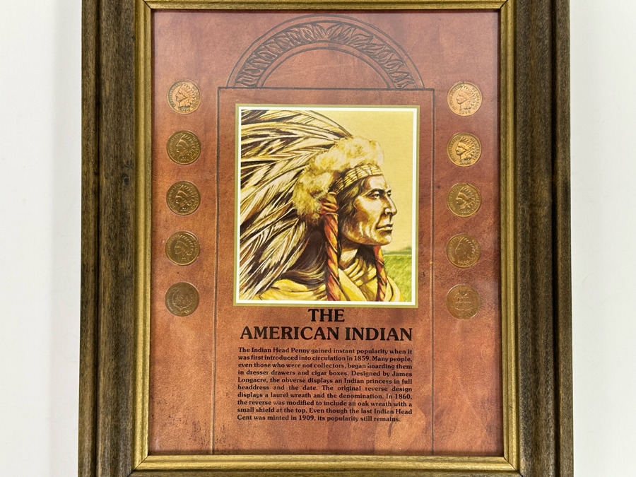 Framed Collection Of Ten American Indian Head Pennies 1891-1906 10 X 12 [Photo 4]