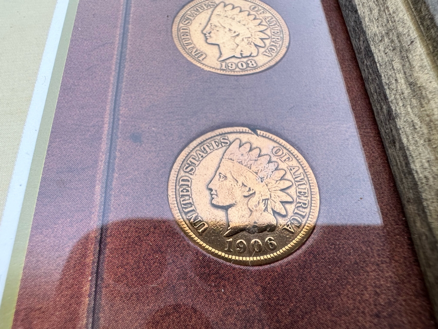 Framed Collection Of Ten American Indian Head Pennies 1891-1906 10 X 12 [Photo 11]