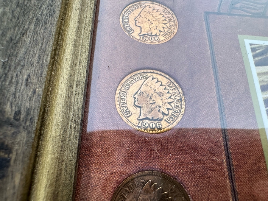 Framed Collection Of Ten American Indian Head Pennies 1891-1906 10 X 12 [Photo 20]