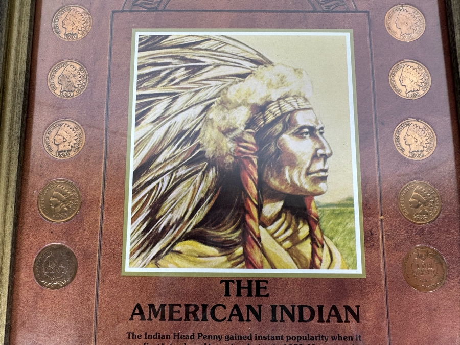 Framed Collection Of Ten American Indian Head Pennies 1891-1906 10 X 12 [Photo 24]