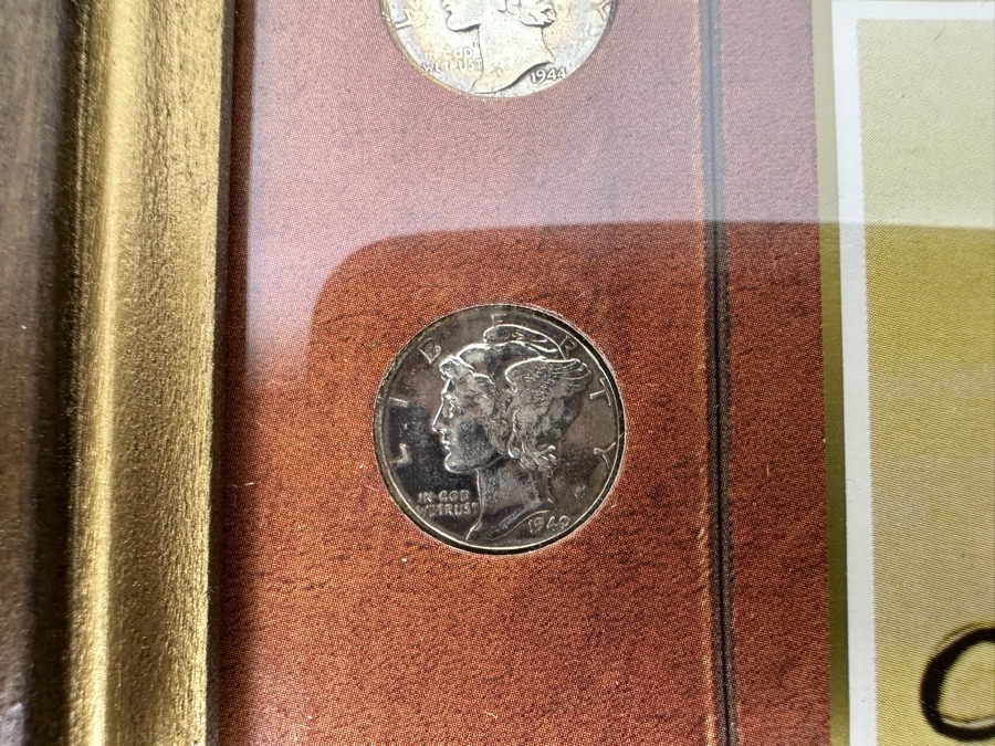 Framed Collection Of Ten Silver Mercury Dimes 10 X 12 [Photo 7]