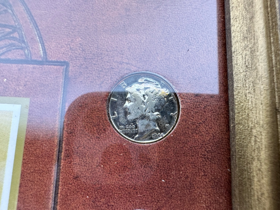 Framed Collection Of Ten Silver Mercury Dimes 10 X 12 [Photo 12]