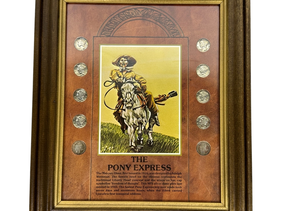 Framed Collection Of Ten Silver Mercury Dimes 10 X 12 [Photo 1]