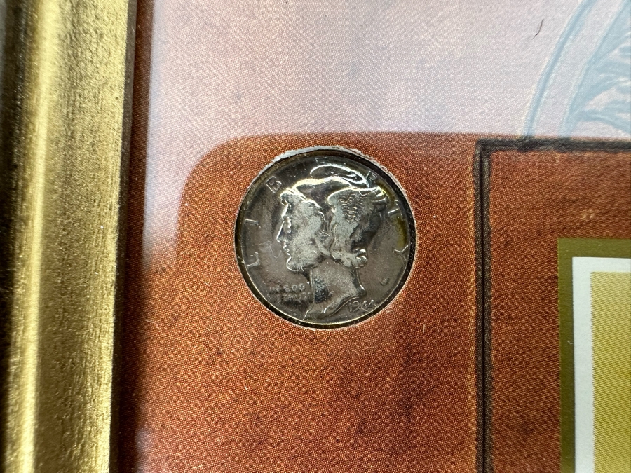 Framed Collection Of Ten Silver Mercury Dimes 10 X 12 [Photo 6]