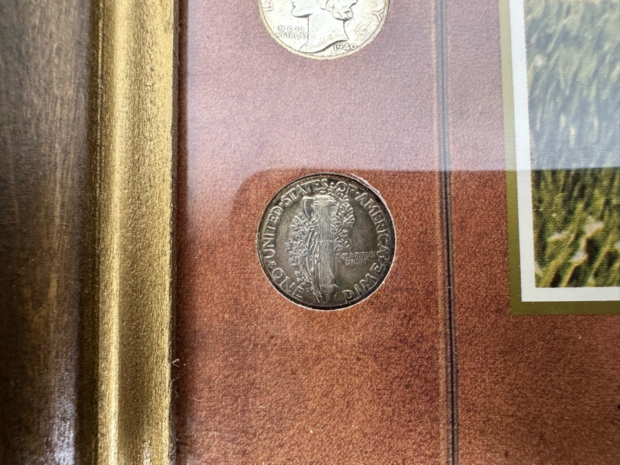 Framed Collection Of Ten Silver Mercury Dimes 10 X 12 [Photo 11]
