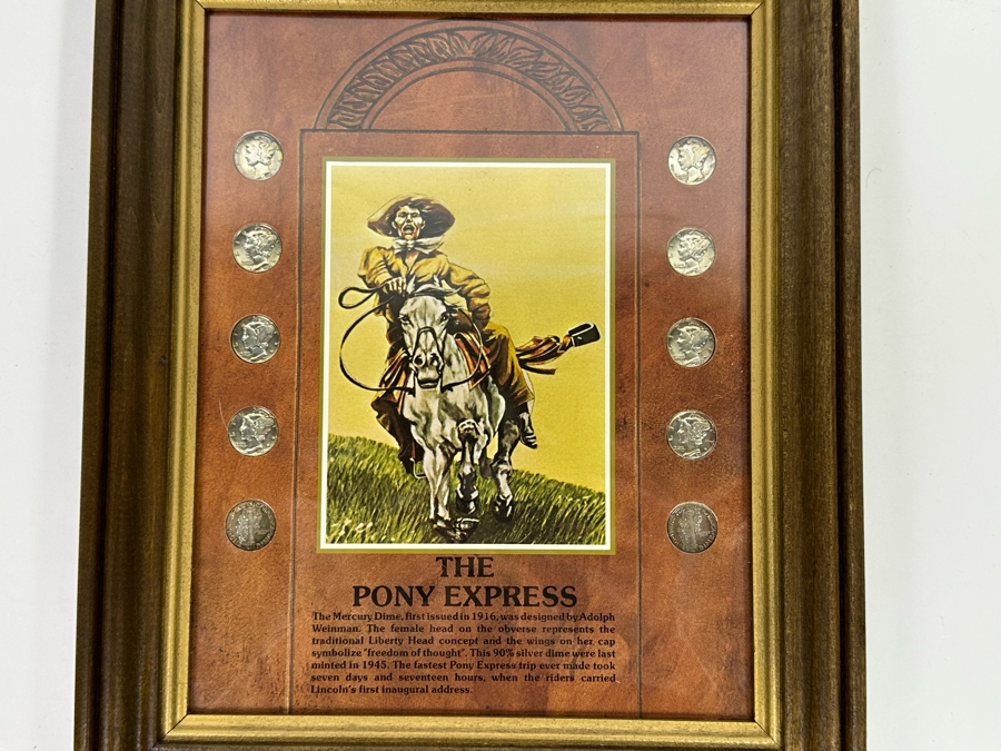 Framed Collection Of Ten Silver Mercury Dimes 10 X 12 [Photo 3]