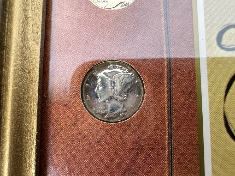 Framed Collection Of Ten Silver Mercury Dimes 10 X 12 [Photo 9]