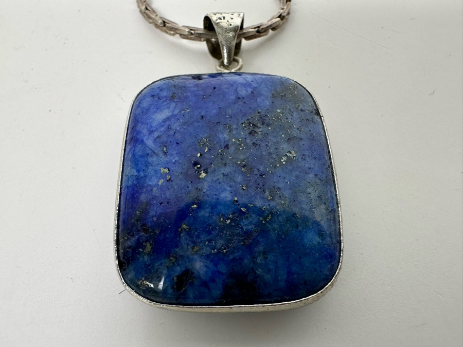 Sterling Silver Lapis Lazuli Pendant With Sterling Silver 19' Necklace 22.3g [Photo 12]