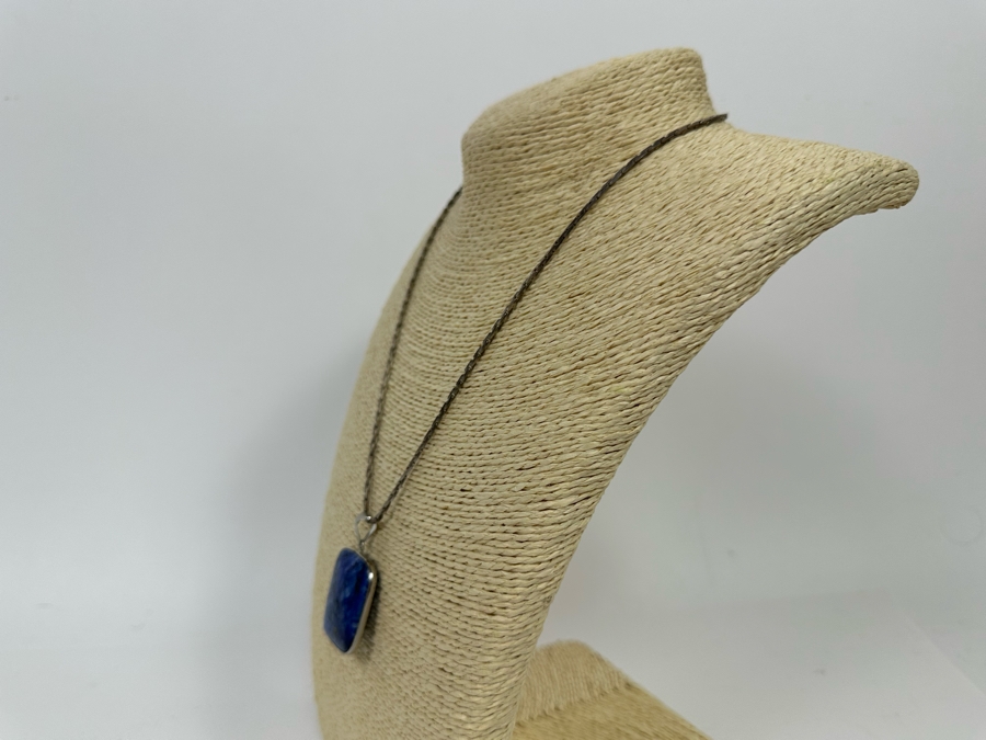 Sterling Silver Lapis Lazuli Pendant With Sterling Silver 19' Necklace 22.3g [Photo 6]