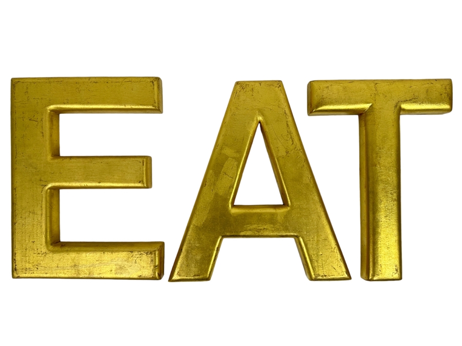 Set Of Three Wooden Gold Tone Letters E - A - T 26W X 12H