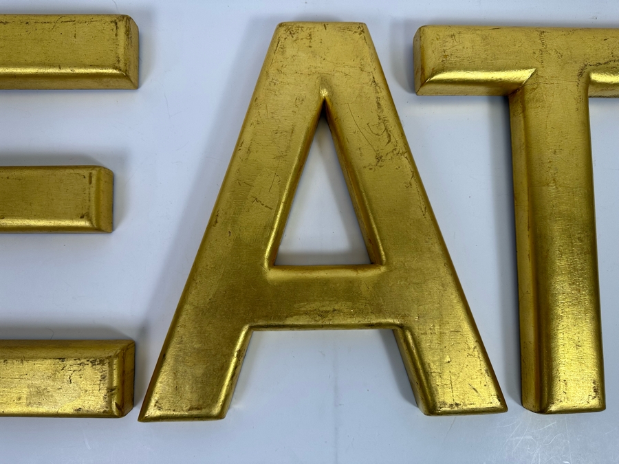 Set Of Three Wooden Gold Tone Letters E - A - T 26W X 12H [Photo 5]