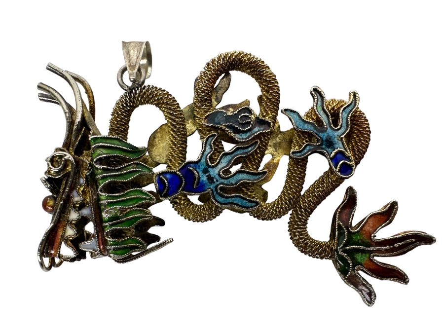 Signed Sterling Silver Dragon Pendant 15.7g [Photo 1]