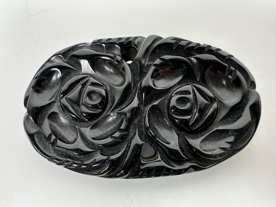 Bakelite Mourning Brooch Pin 3 X 2 [Photo 2]