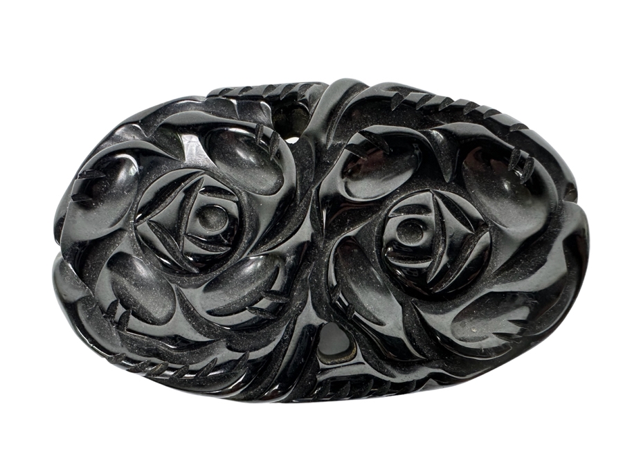 Bakelite Mourning Brooch Pin 3 X 2 [Photo 1]