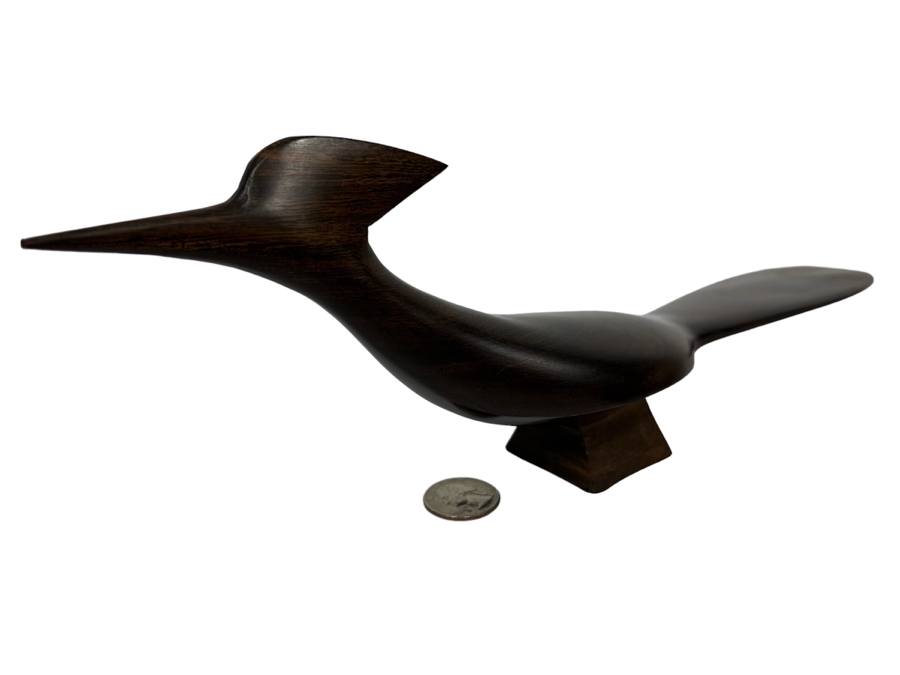 Hand Carved Ironwood Road Runner Bird Sculpture 13W X 4H [Photo 1]