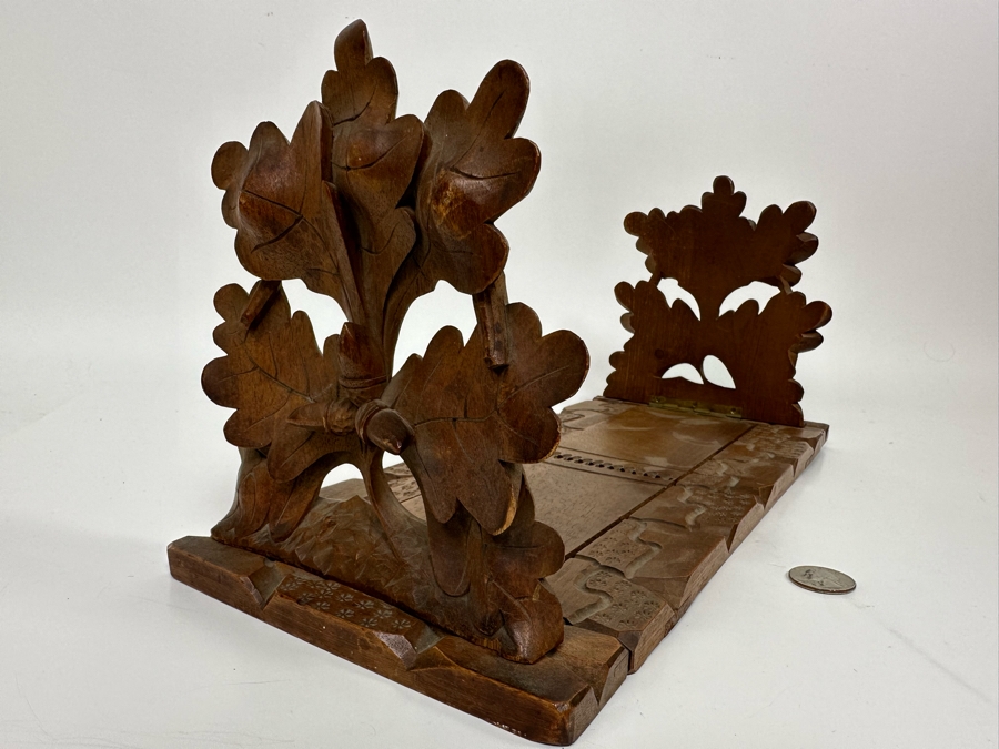Victorian Hand Carved Wooden Adjustable Bookends 16W X 7D X 7.5H [Photo 3]