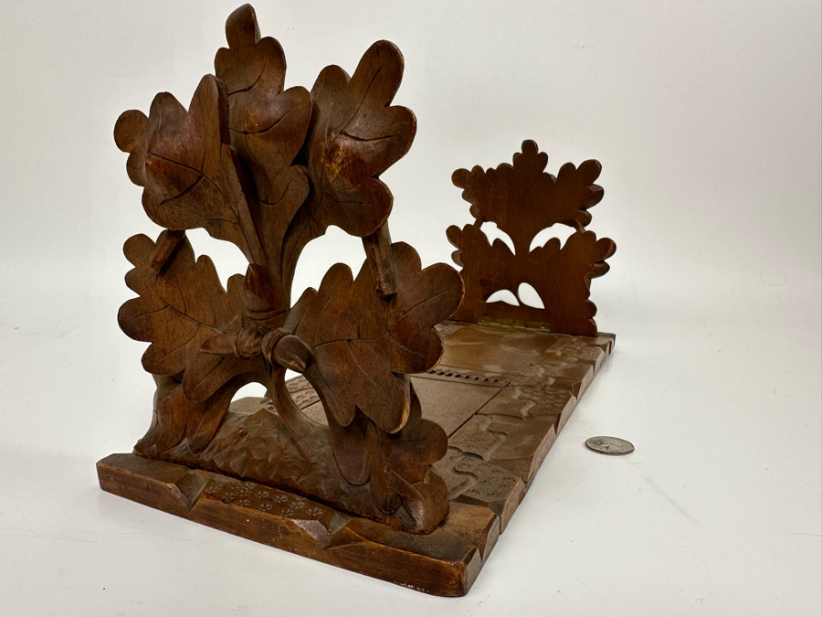 Victorian Hand Carved Wooden Adjustable Bookends 16W X 7D X 7.5H [Photo 4]