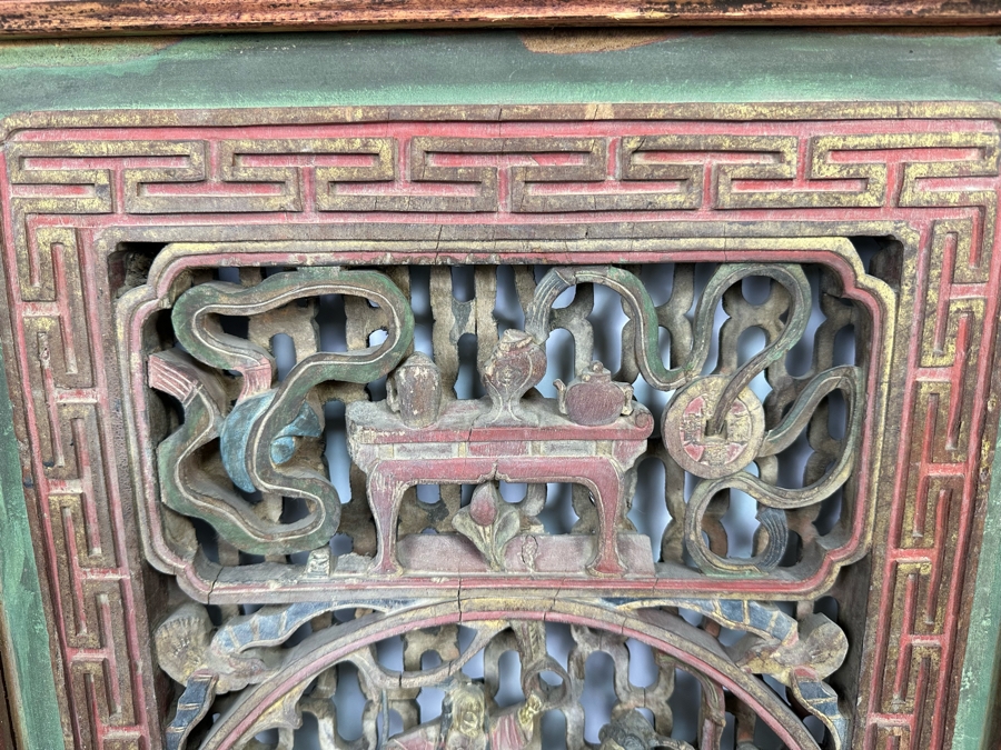 Vintage Chinese Relief Carved Temple Panels Wall Decor 19 X 40.5, A Pair [Photo 22]