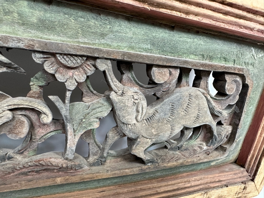 Vintage Chinese Relief Carved Temple Panels Wall Decor 19 X 40.5, A Pair [Photo 15]