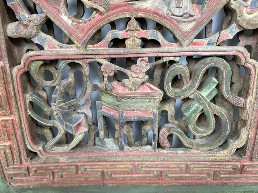 Vintage Chinese Relief Carved Temple Panels Wall Decor 19 X 40.5, A Pair [Photo 27]