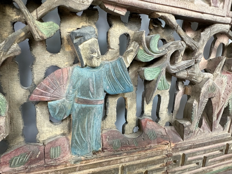 Vintage Chinese Relief Carved Temple Panels Wall Decor 19 X 40.5, A Pair [Photo 12]