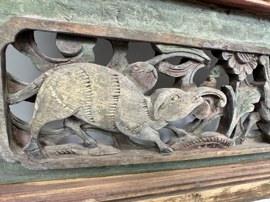 Vintage Chinese Relief Carved Temple Panels Wall Decor 19 X 40.5, A Pair [Photo 14]