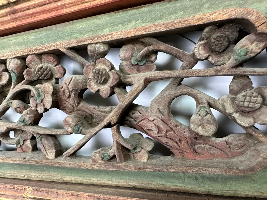 Vintage Chinese Relief Carved Temple Panels Wall Decor 19 X 40.5, A Pair [Photo 17]